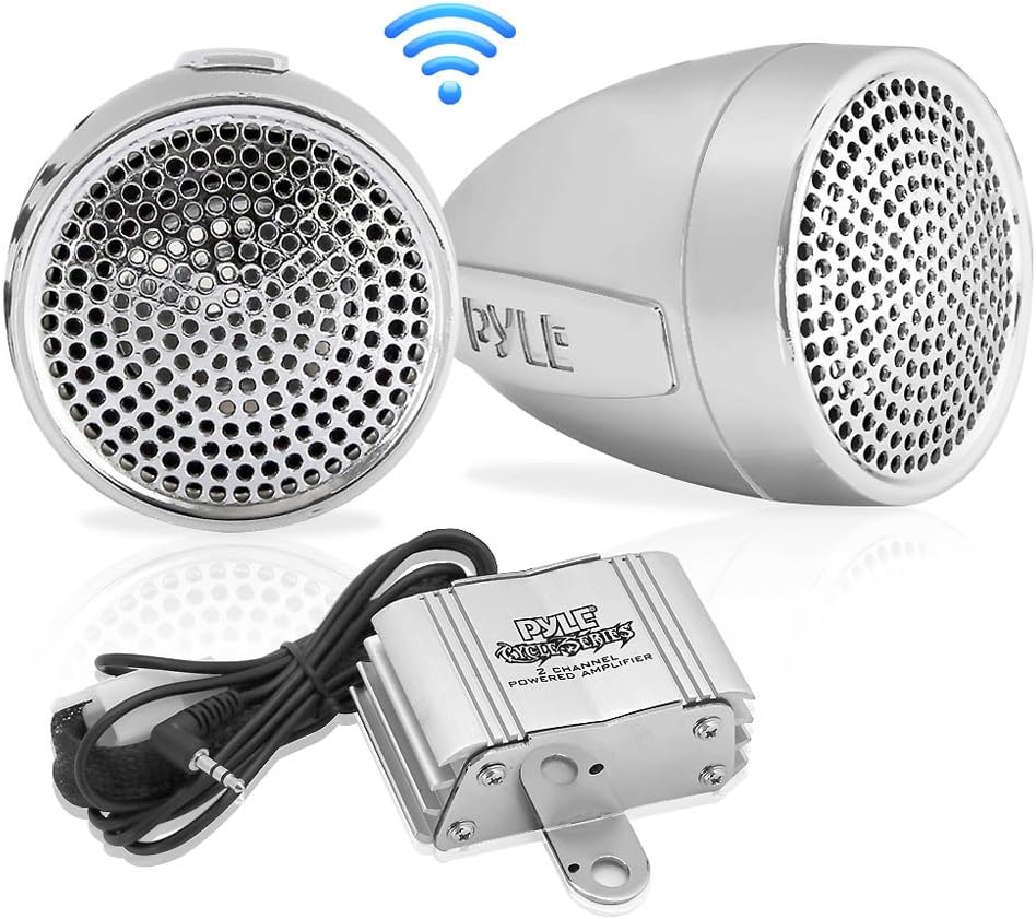 Pyle 300 Watt Weatherproof Motorcycle Speaker and Amplifier System w/ Two 2.25 Inch Waterproof Speakers
