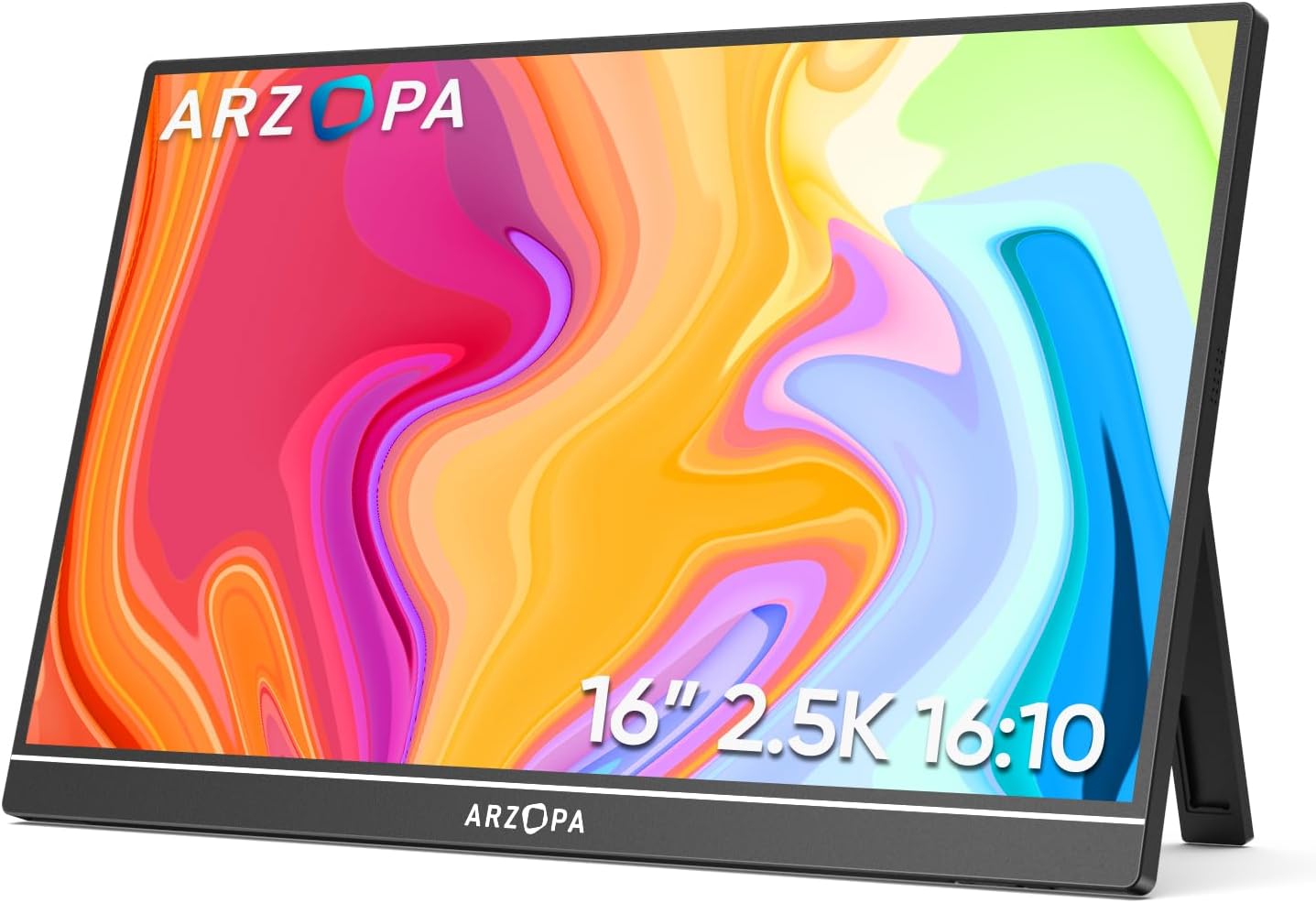 ARZOPA 2.5K Portable Monitor 16" 2560x1600 HDR Kickstand Display, 500nits 8bit QHD USB-C HDMI Laptop Monitor