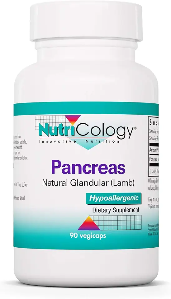 Nutricology Pancreas Lamb Supplement - Pancreas Natural Glandular, Pancreatic Enzymes, Digestive Enzymes for Pancreas, Amylase, Protease, Lipase