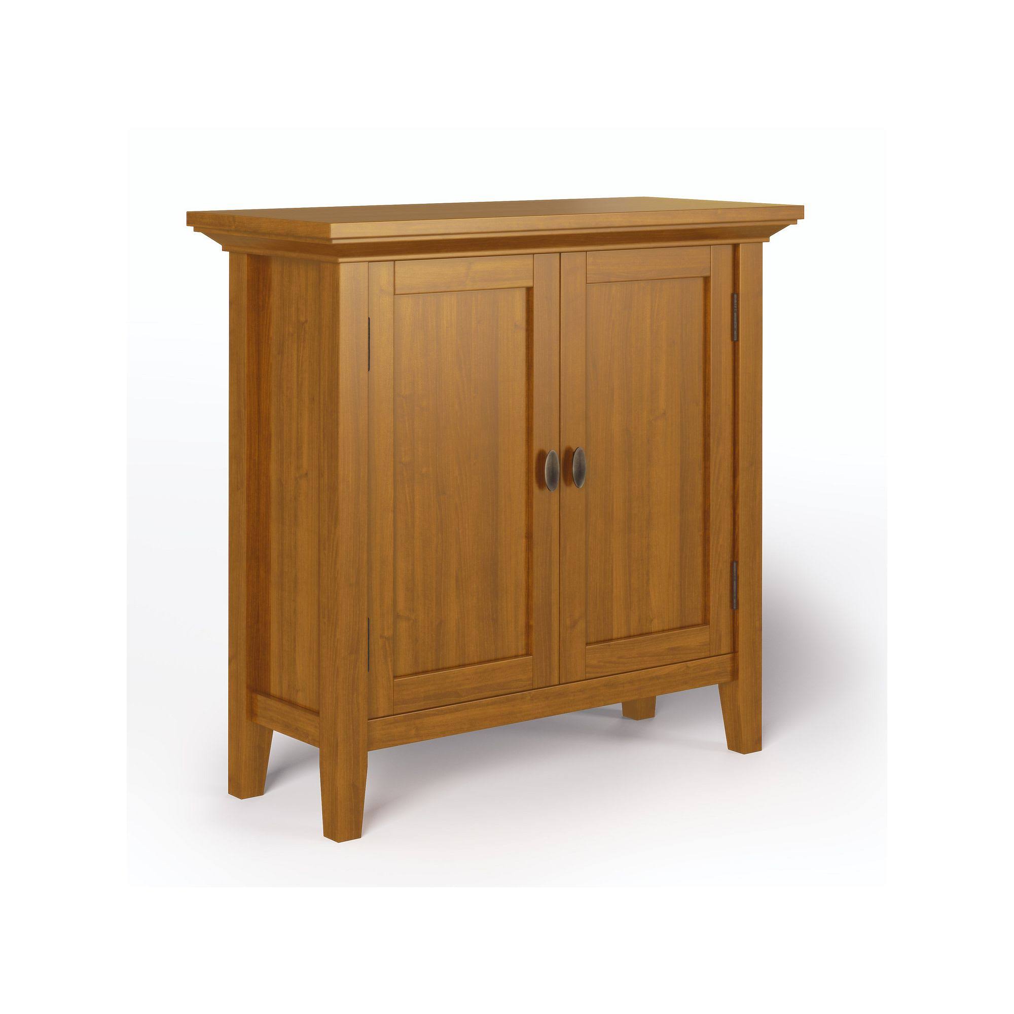 Simpli Home - Redmond Solid Wood 32 inch Wide Rustic Low Storage Cabinet in - Light Golden Brown