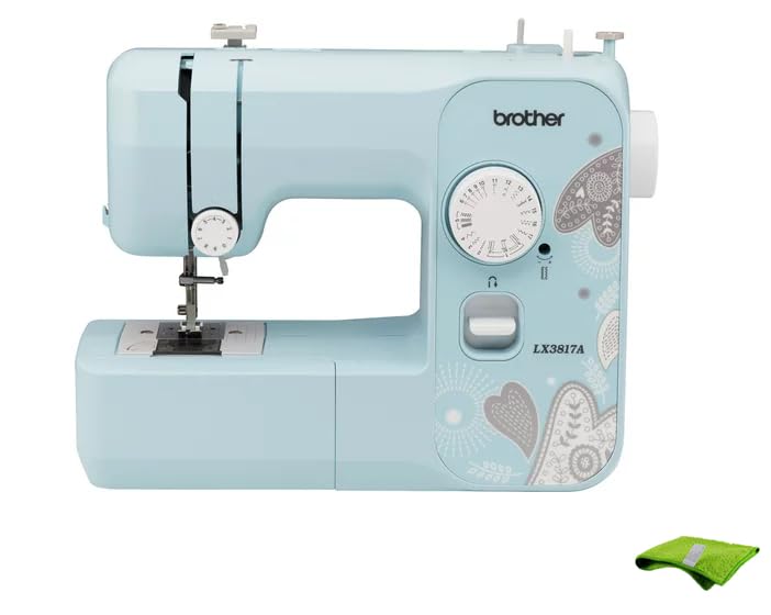 Brother LX3817 17-Stitch Portable Full-Size Sewing Machine, Lightweight, 4 Included Sewing Feet, White, with MTC Microfiber Cloth