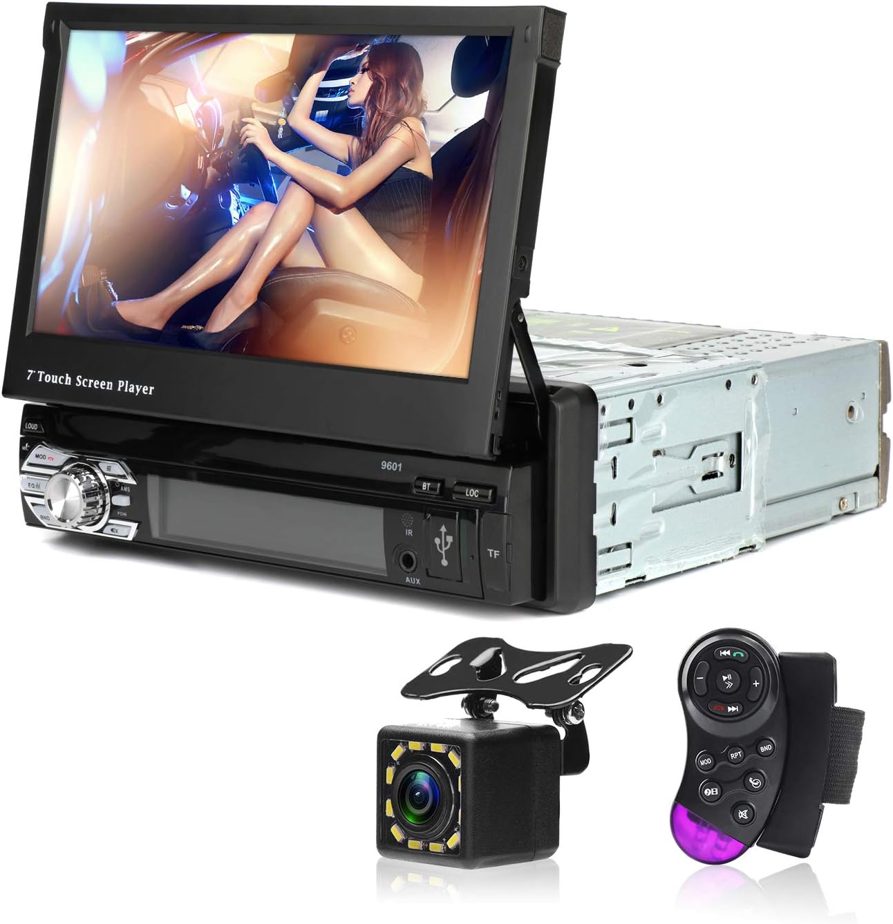 CarThree Single Din Car Stereo Touch Screen 7 Inch Car Radio Touch Screen with Bluetooth AUX/USB/TF Car FM Radio Receiver MP3/MP4/MP5 Player 1080P