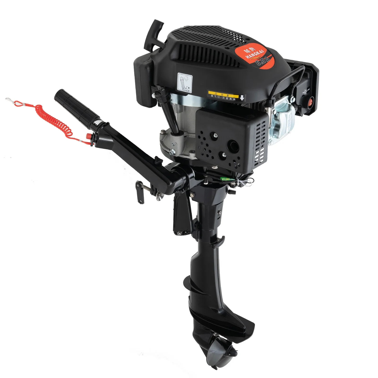 Loyalheartdy 6 HP 4 Stroke Outboard Motor 3.75KW Heavy Duty Boat Engine w/Single Cylinder Air Cooling System Tiller Control 15Km/h