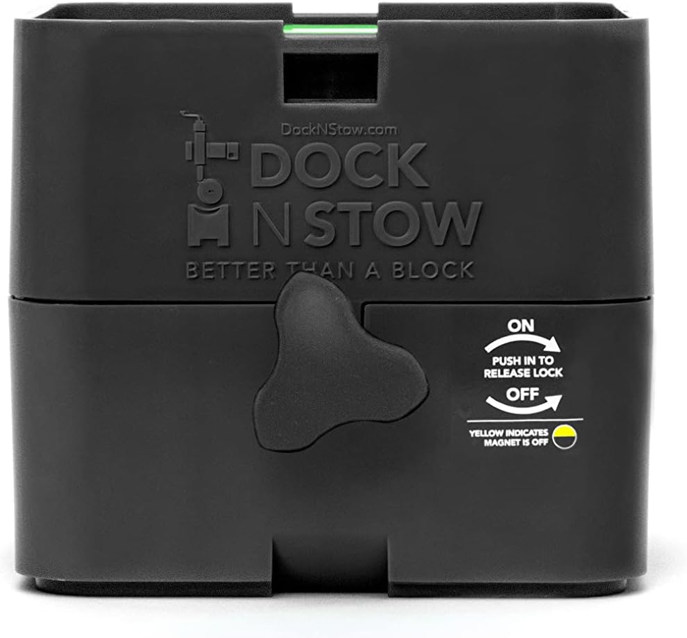 Dock N Stow Trailer Jack Stand, Stabilizing Leveling Block Stores on Tongue Frame, Fits Most Jack Foot Plates, and Wheels, RV Camper, Pop Up, Boat