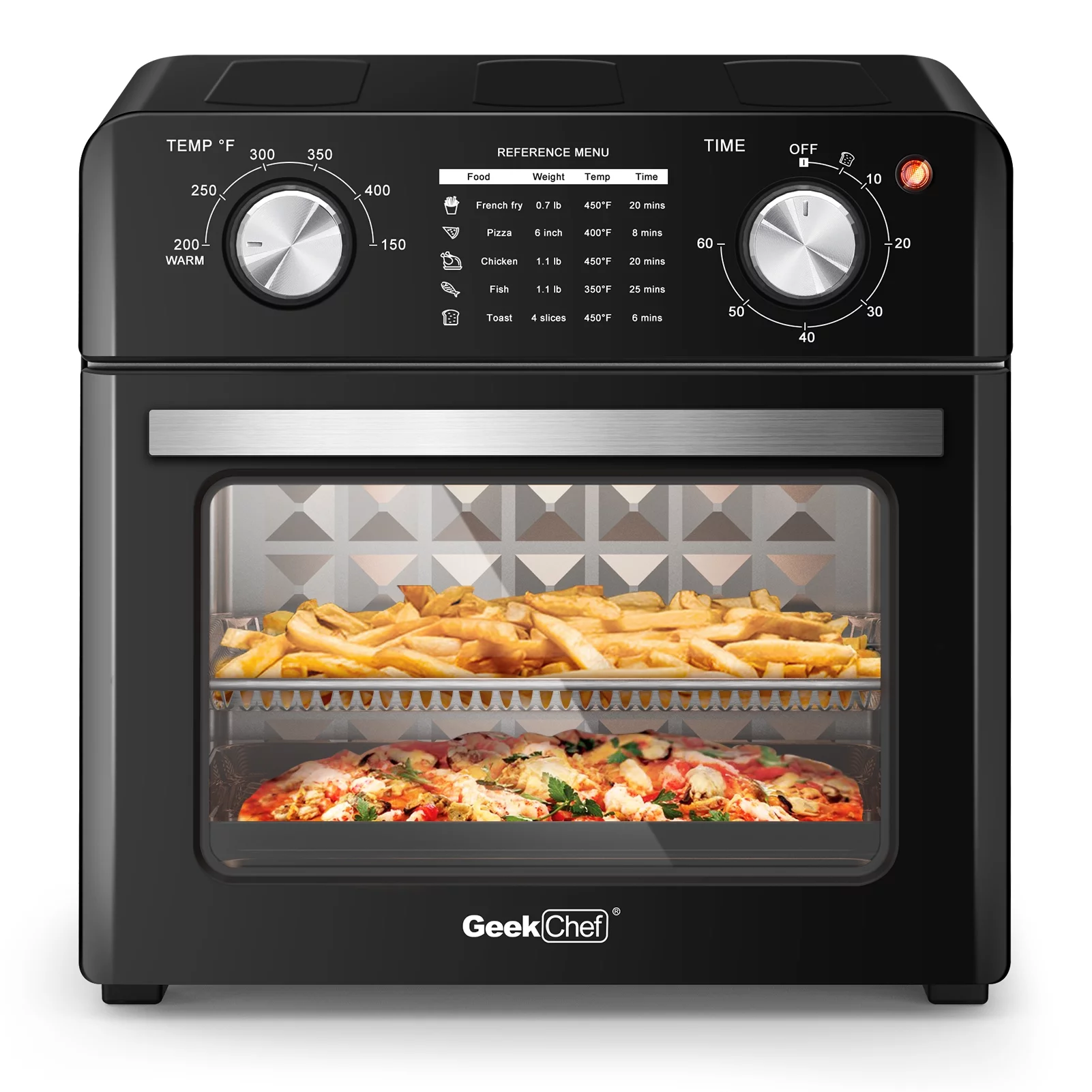Geek Chef 10QT Air Fryer Toaster Ovens 4 Slice Toaster Large Oilless Cooker Oven Rotisserie Dehydrator Convection Oven Warm Broil Toast Bake Air Fry