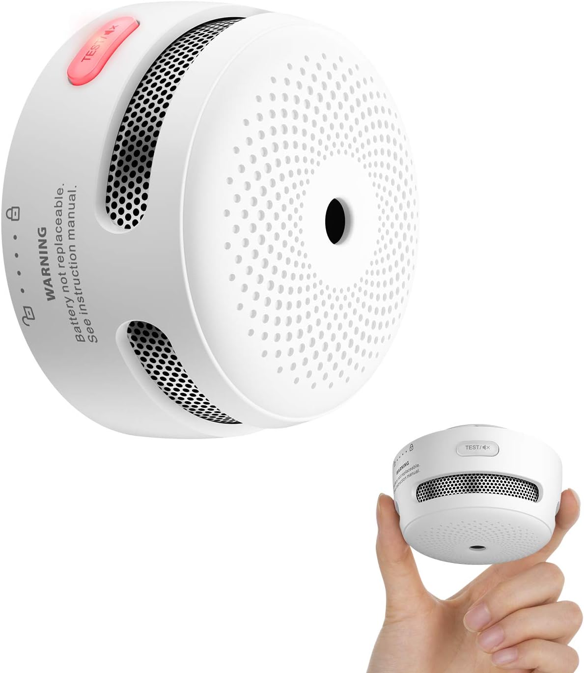 X-Sense Mini Smoke Detector, 10-Year Battery Photoelectric Smoke Fire Alarm with LED Indicator & Silence Button, XS01 Pack of 2