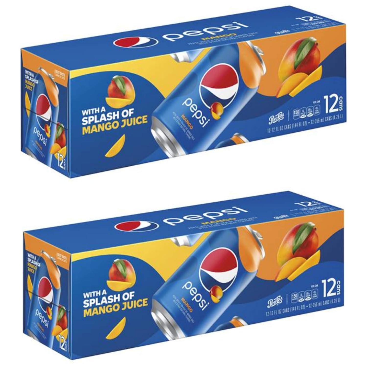 Pepsi soda mango flavor 12 oz, 24 cans total 288 fl oz