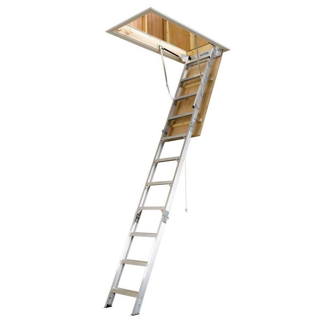 8 ft. 10 ft., 25 in. x 54 in. Aluminum Attic Ladder with 375 lb. Load