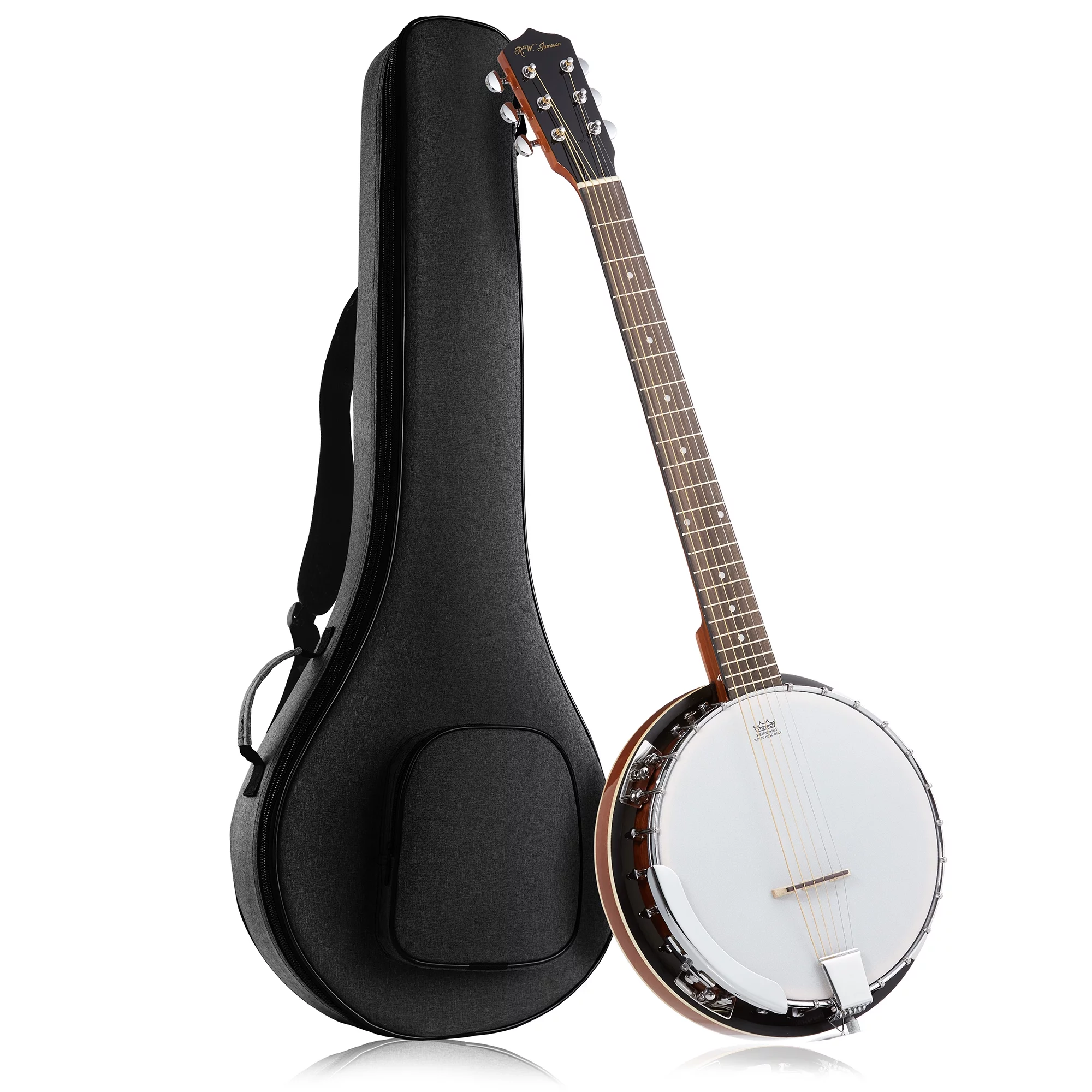 Jameson Guitars 6-String Banjo Guitar with Closed Back Resonator and 24 Brackets - Curated Treasures Market