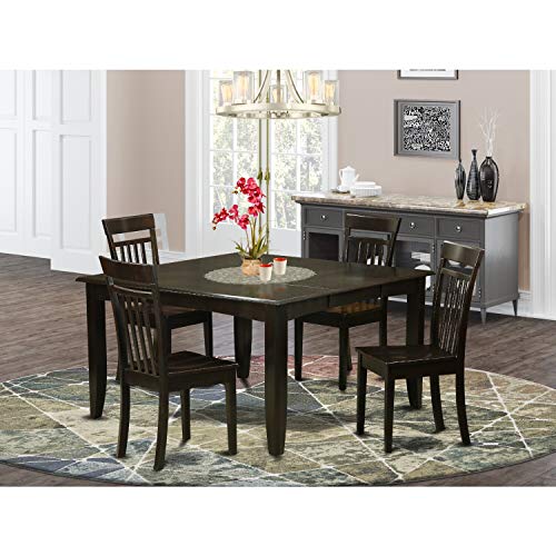 East West Furniture PFCA9-CAP-W 9 Piece Dining Table Set Includes a Square Wooden Table with Butterfly Leaf and 8 Dining Room Chairs, 54x54 Inch
