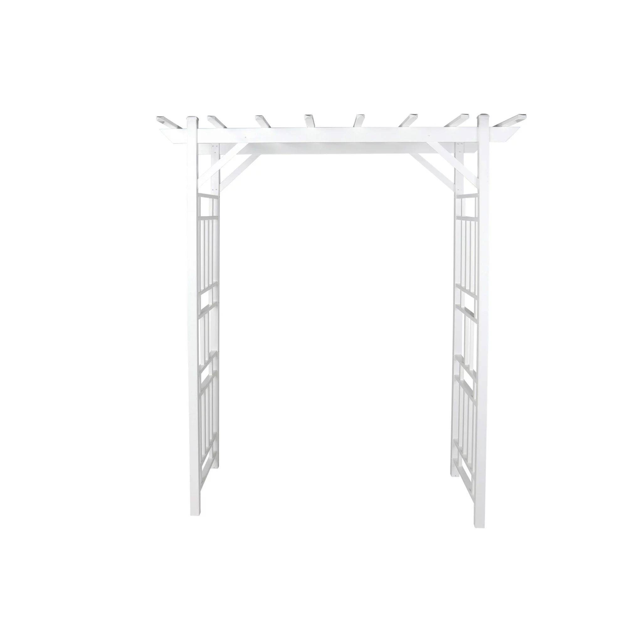 Pearington Arched Trellis Garden Arbor, White PVC - Radiant Selections
