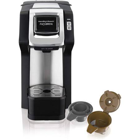 Hamilton Beach 49979 FlexBrew Single-Serve Coffee Maker Compatible with Pod Packs and Grounds, Black and Chrome