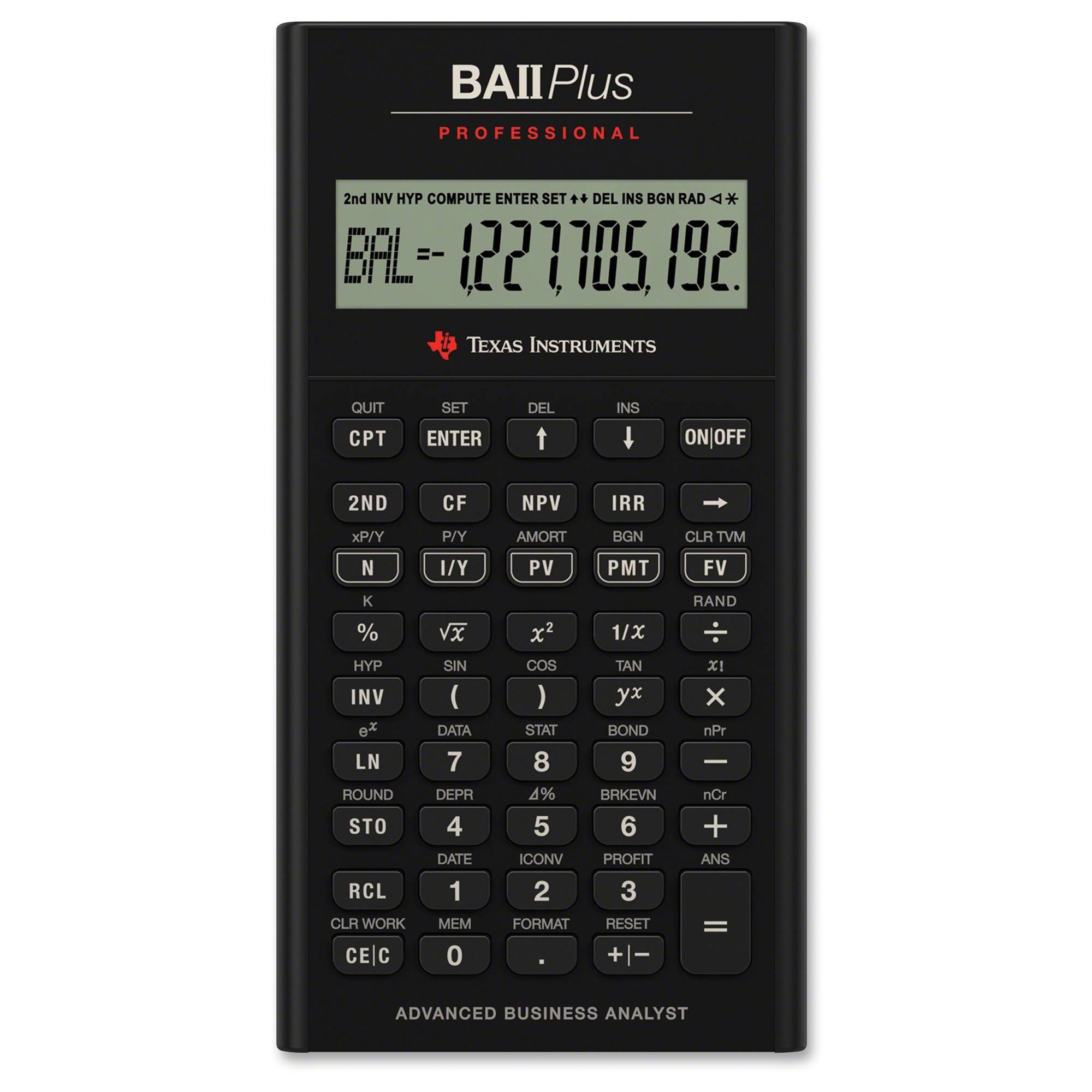 Texas Instruments BA-II Plus Professional Financial Calculator - 10 Digits - Black - Megean