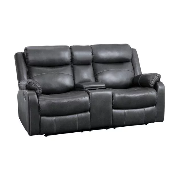 41 x 37 x 70 in. Yerba Double Lay Flat Reclining Love Seat with Center Console - Dark Gray