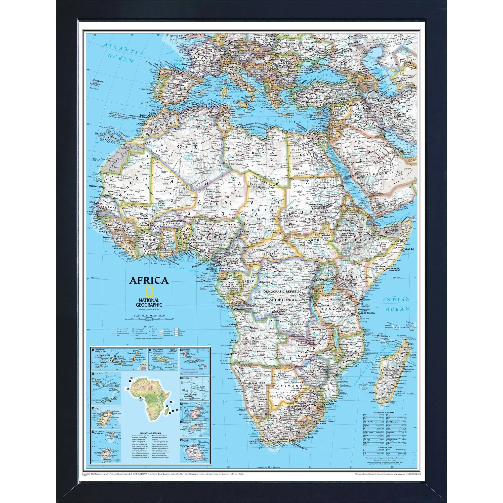 Home Magnetics Maps Blue - Africa National Geographic Classic Magnetic Travel Map