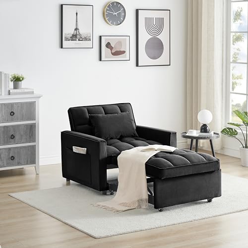 Sleeper Single Recliner, Sofa Bed Chair 3 in 1 Convertible, Suitable for Small Spaces with Adjustable Back, for Living Room Furniture Sets, Bedroom