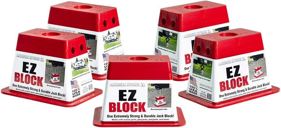 Andersen Hitches | RV Accessories | 5-Pack Trailer EZ Jack Blocks Leveling System | RV Stabilizer Stands | Heavy Duty Camper Level for RVs | 3621