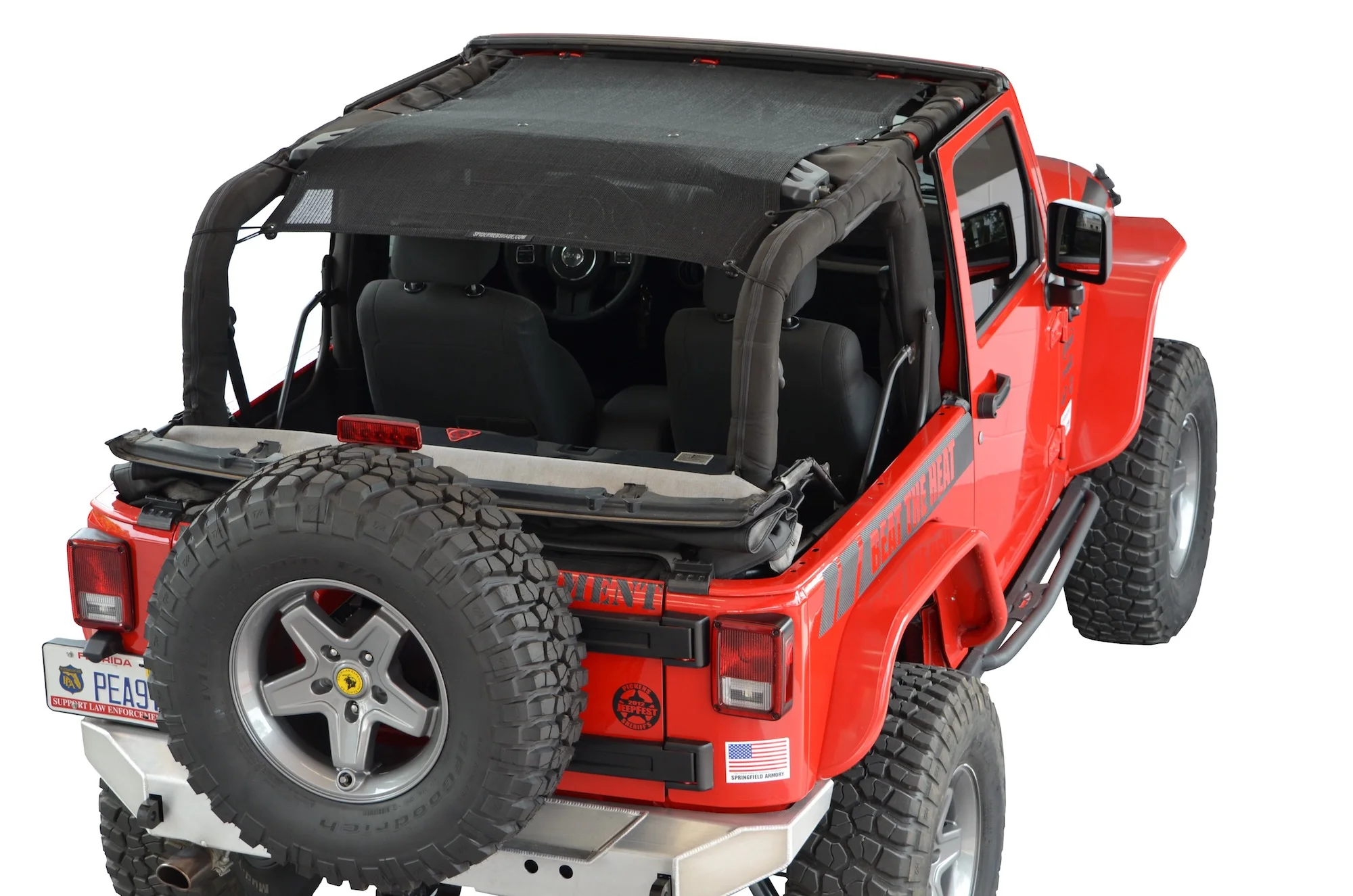 SPIDERWEBSHADE Jeep Wrangler Mesh Shade Top Sunshade UV Protection Accessory USA Made with 5 Year Warranty for Your JK 2-Door (2007-2017)