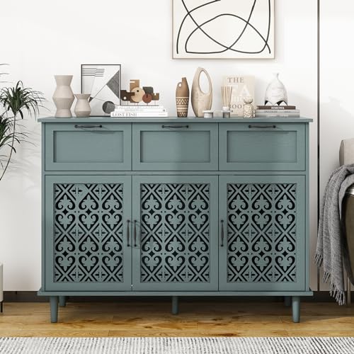 Sideboard Buffet Cabinet with Storage - Accent Storage Cabinet American Furniture, Modern 2 Door 3 Drawer Cabinet
