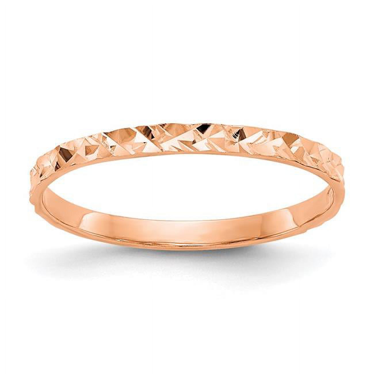14K Rose Gold Diamond-Cut Design Band Childs Ring - Size 3