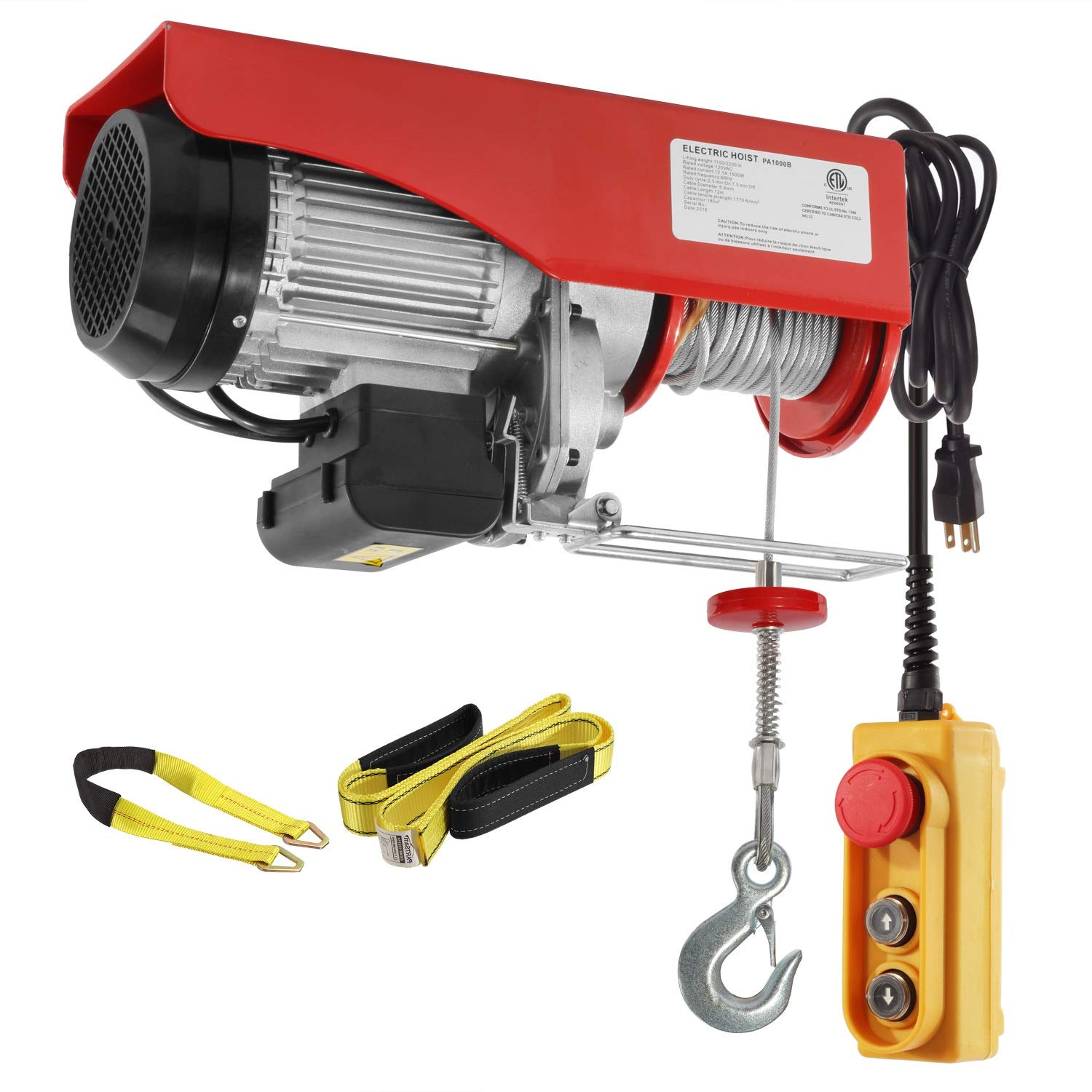 Partsam 2200 lbs Lift Electric Hoist Crane Remote Control Power System