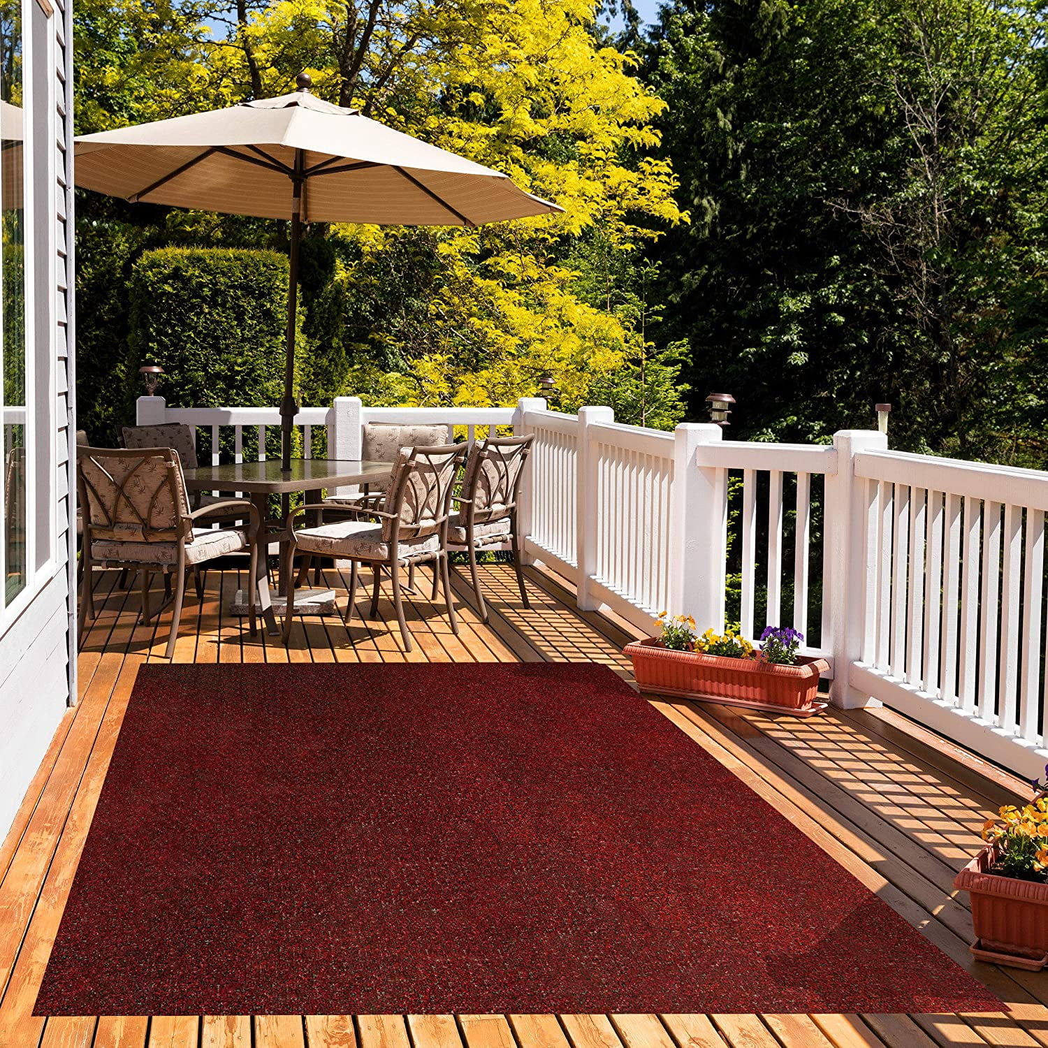 10'x12' Bandana Red Indoor/Outdoor Bargain-Turf Area Rugs. Great for Gazebos, Decks, Patios