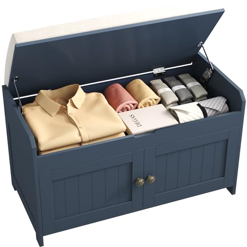 HOMEFORT Shoe Storage Bench with Lift Top Storage, Entryway Bench with Cushioned Seat,Wood Shoe Cabinet Bench,Bench for Bedroom End of Bed