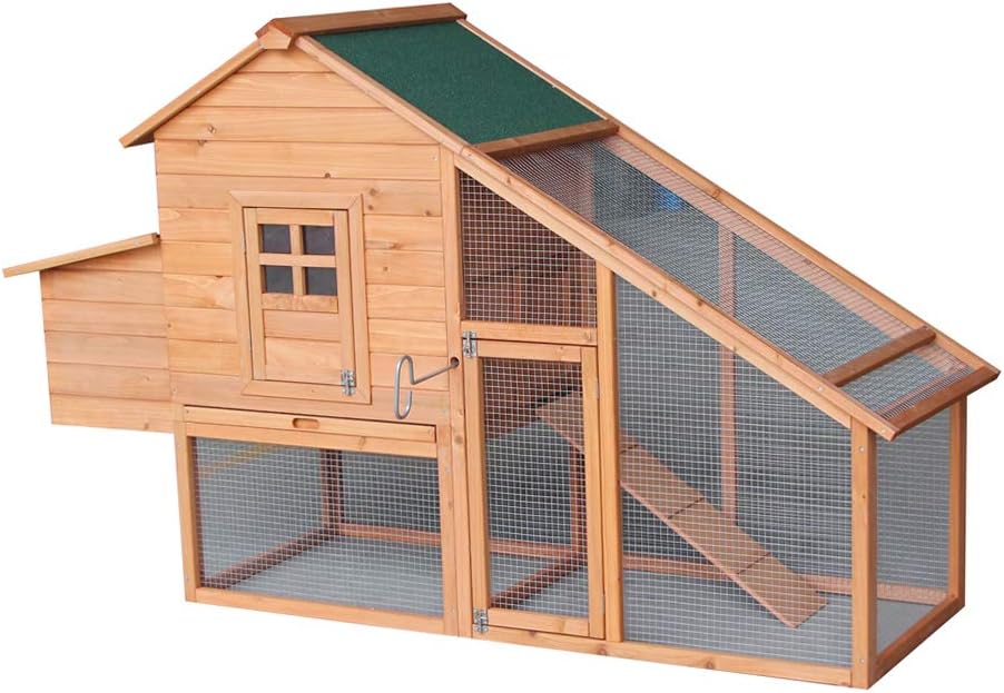 Outdoor Wooden Chicken Coop,Multi-Level Hen House, WaterproofPet Rabbit Hutch Chiken Coop Cage Hen House Poultry Cage with Ramps, Run, Nesting Box