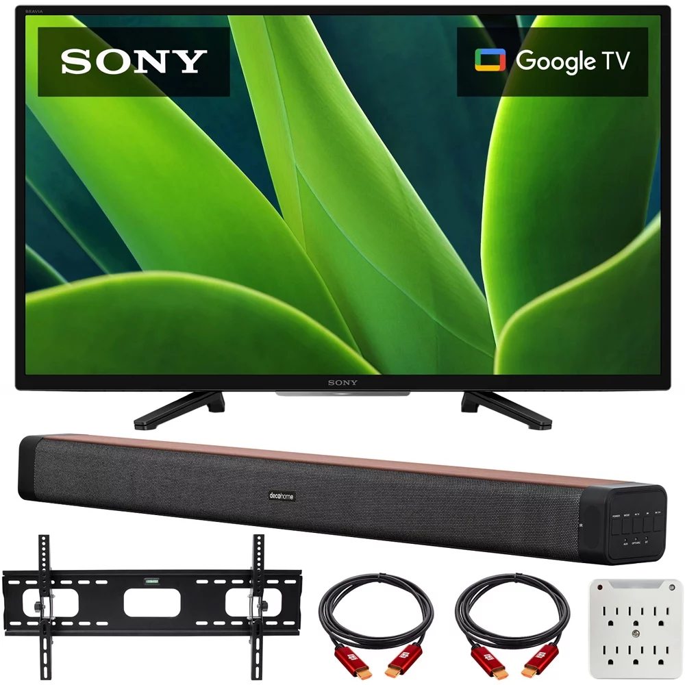 Sony KD32W830K 32-inch W830K HD LED HDR TV with Google TV 2022 Deco Home 60W 2.0 Channel Soundbar