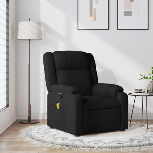 Massage Recliner Chair Black Fabric,Massage Recliner Chair with 6Point Vibration Massage for Ultimate Comfort and Relaxation Living Room Armchairs