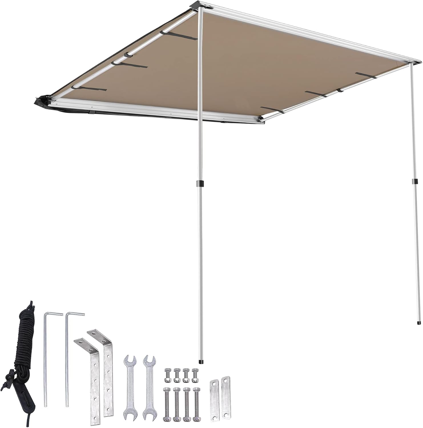 elfinrm Side Awning 6.6x8.2ft Side Tent Shelter, Retractable Waterproof for Outdoor Camping Travel