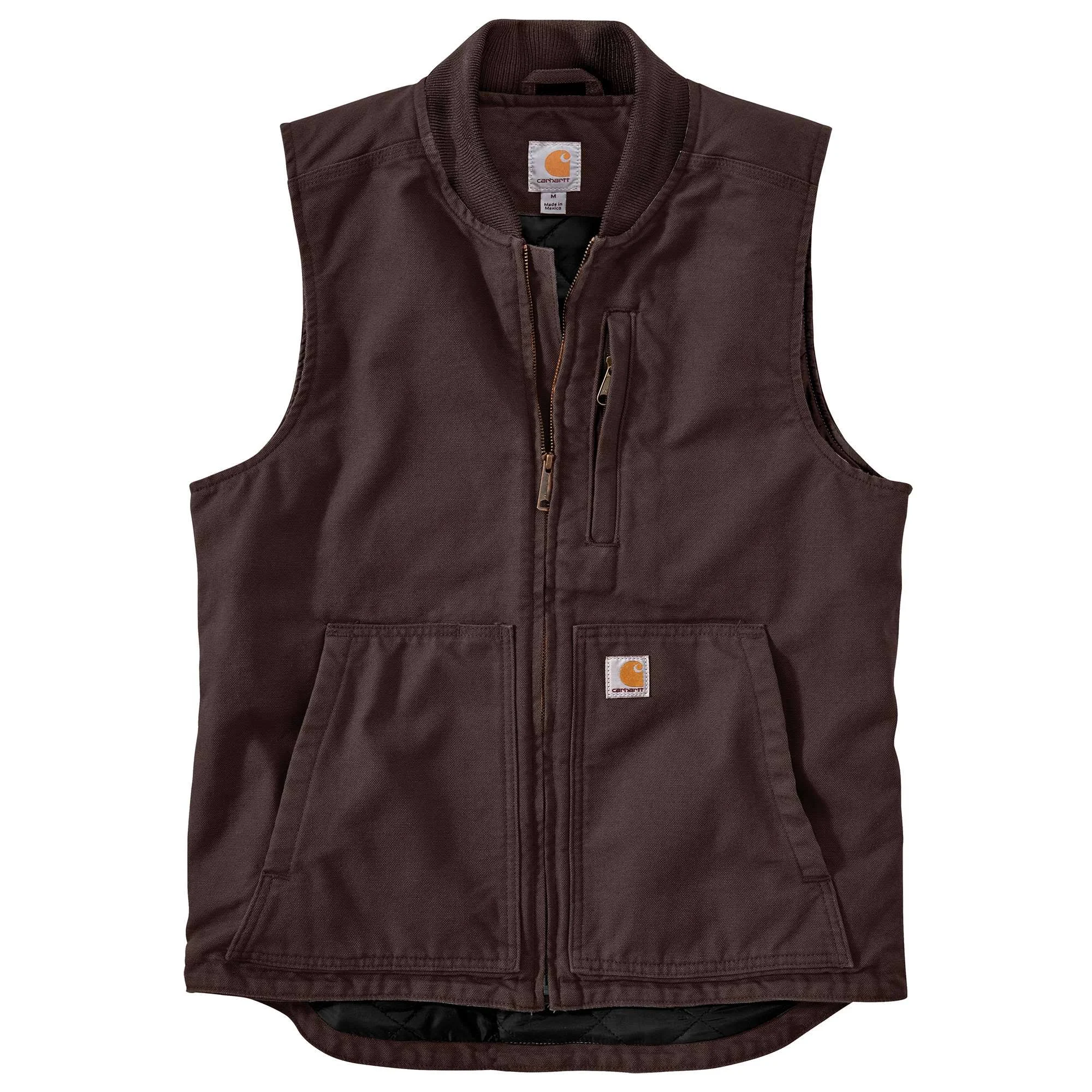 Carhartt Washed Duck Insulated Rib Collar Vest | Dark Brown | Small