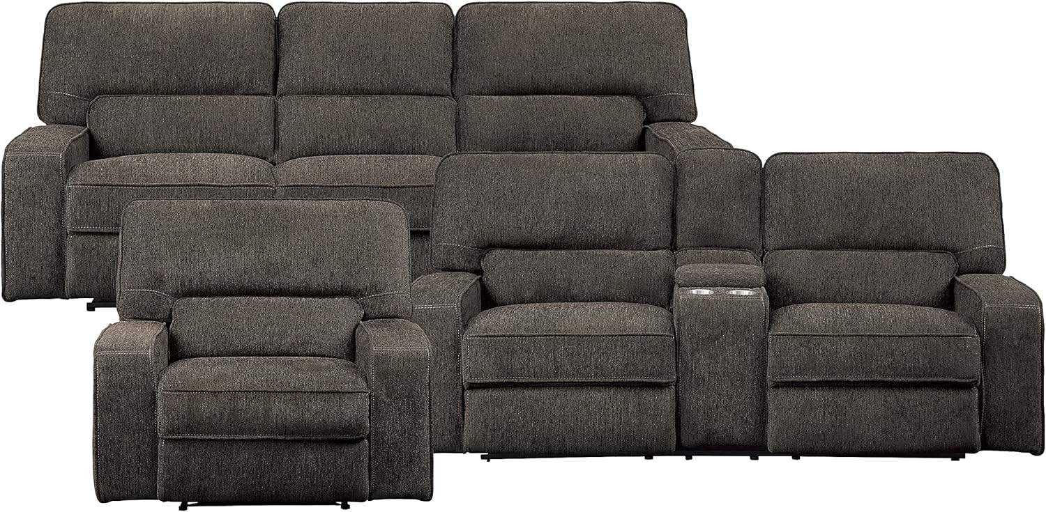 Lexicon Atherton 3-Piece Chenille Fabric Power Reclining Living Room Sofa Set, Chocolate