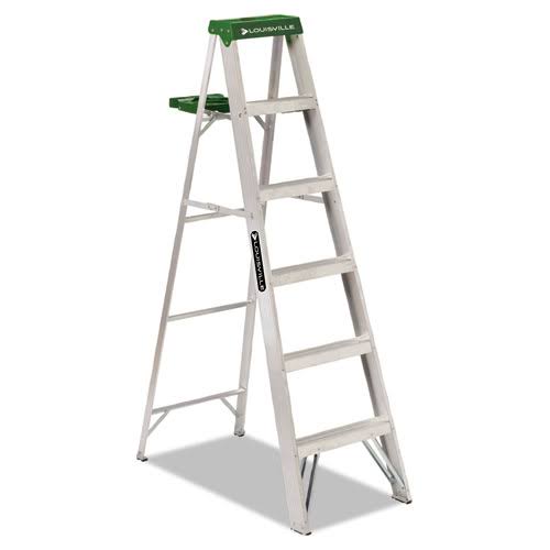 6 ft Aluminum Louisville Folding Step Ladder with 225 lb. Load Capacity