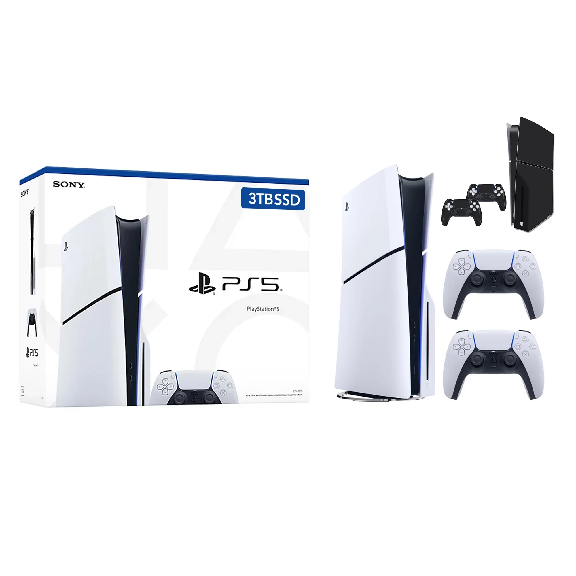 PlayStation 5 Slim Upgraded 3TB PCIe Gen 4 NVNe SSD Gaming Console Disc Drive Version AMD Ryzen Zen 8 Core CPU with 2 Wireless Controller