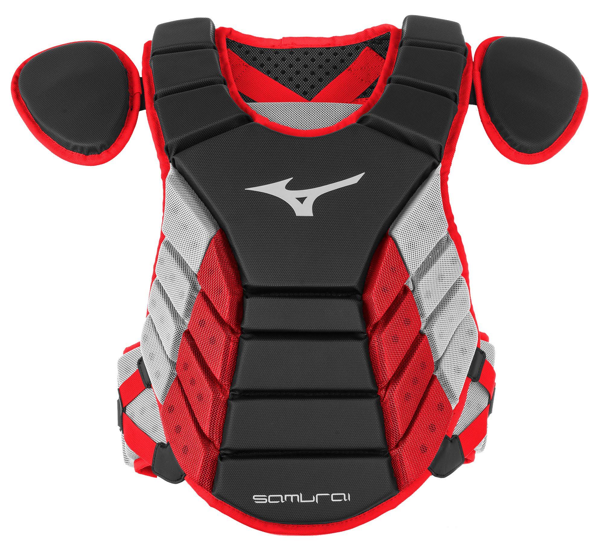 Mizuno Samurai 16 inch Adult Chest Protector - Black/Red