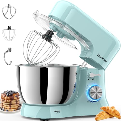 Honinst Stand Mixer, 3-In-1 10-Speed 660W 6QT Tilt-Head Food Mixer, Electric Mixer with Bowl, Dough Hook, Whisk and Beater, Kitchen Mixer for Baking