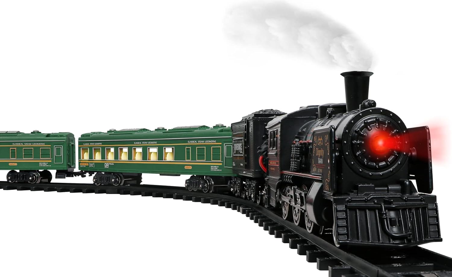 Hot Bee Model Train Set for Boys - Metal Alloy Electric Trains w/ Steam Locomotive,Passenger Carriages & Tracks,Train Toys w/ Smoke,Sounds & Lights