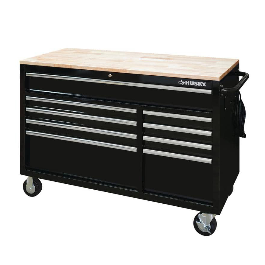 Husky 52 in. W x 25 in. D Standard Duty 9-Drawer Mobile Workbench Tool Chest