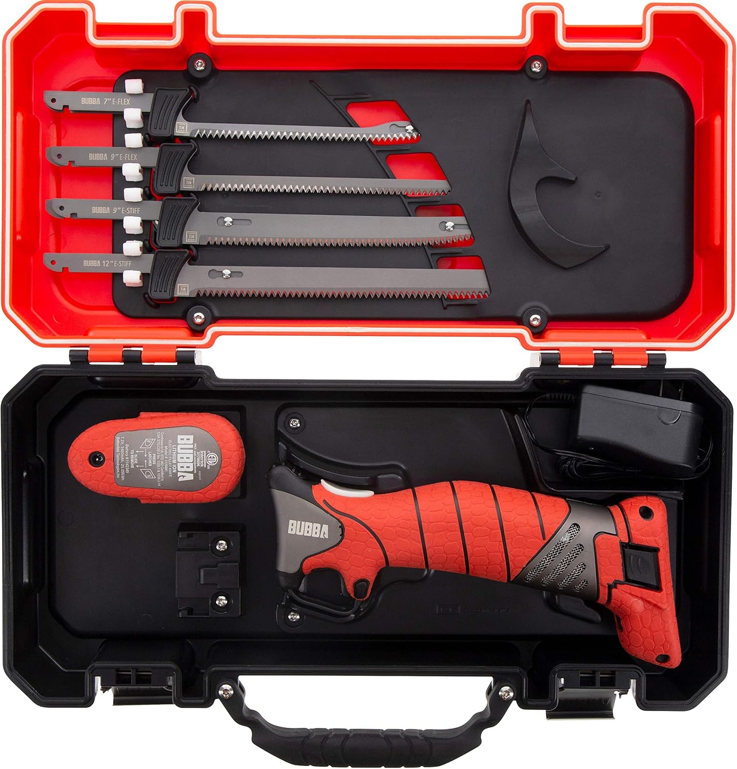BUBBA Pro Series Lithium-Ion Electric Fillet Knife with Non-Slip Grip Handle, 4 Ti-Nitride S.S. Coated Non-Stick Reciprocating Blades