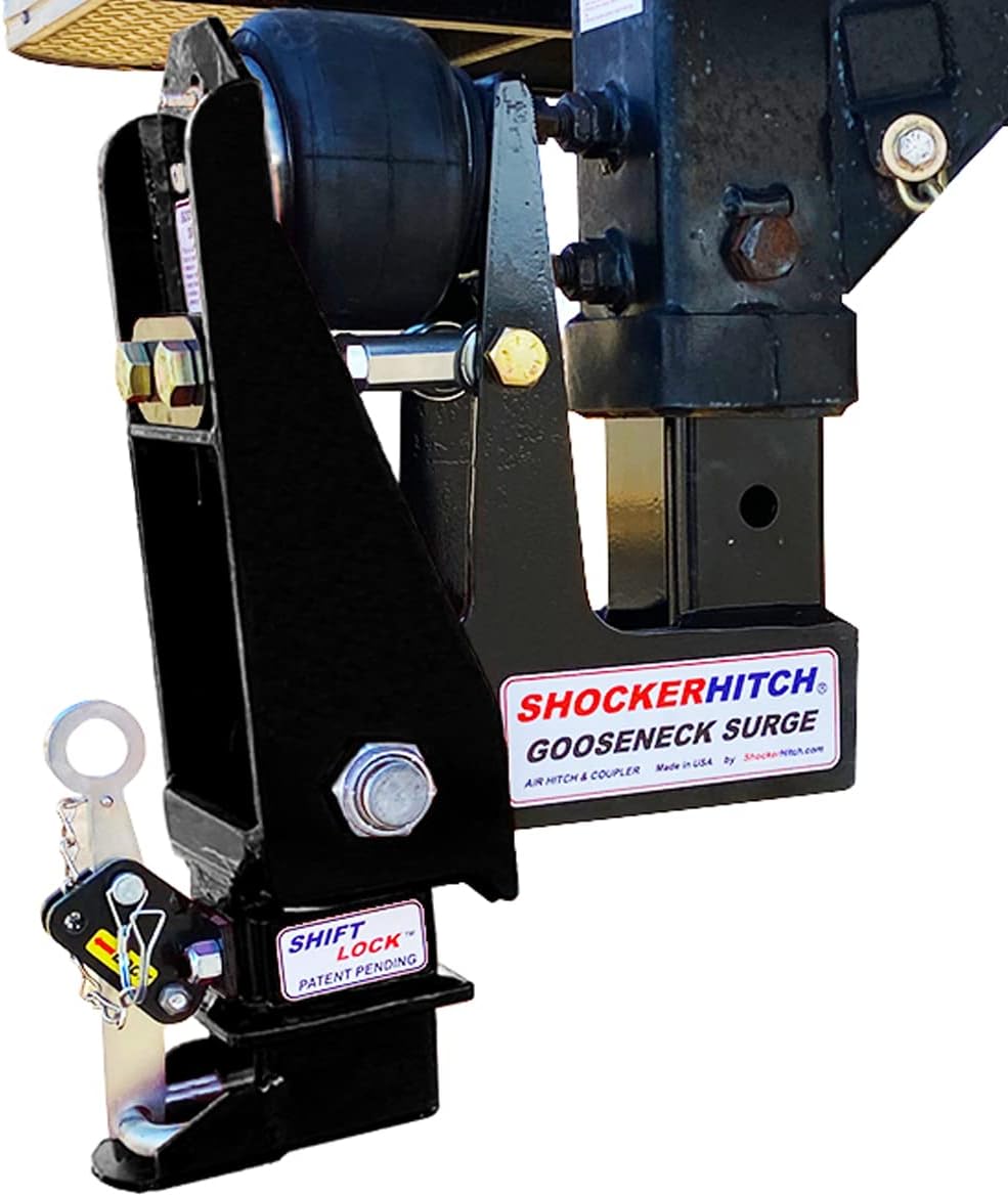 Shocker Gooseneck Air Hitch & Coupler for Millennium Trailers, Square 4" Straight Pin 30K Coupler 9" Offset