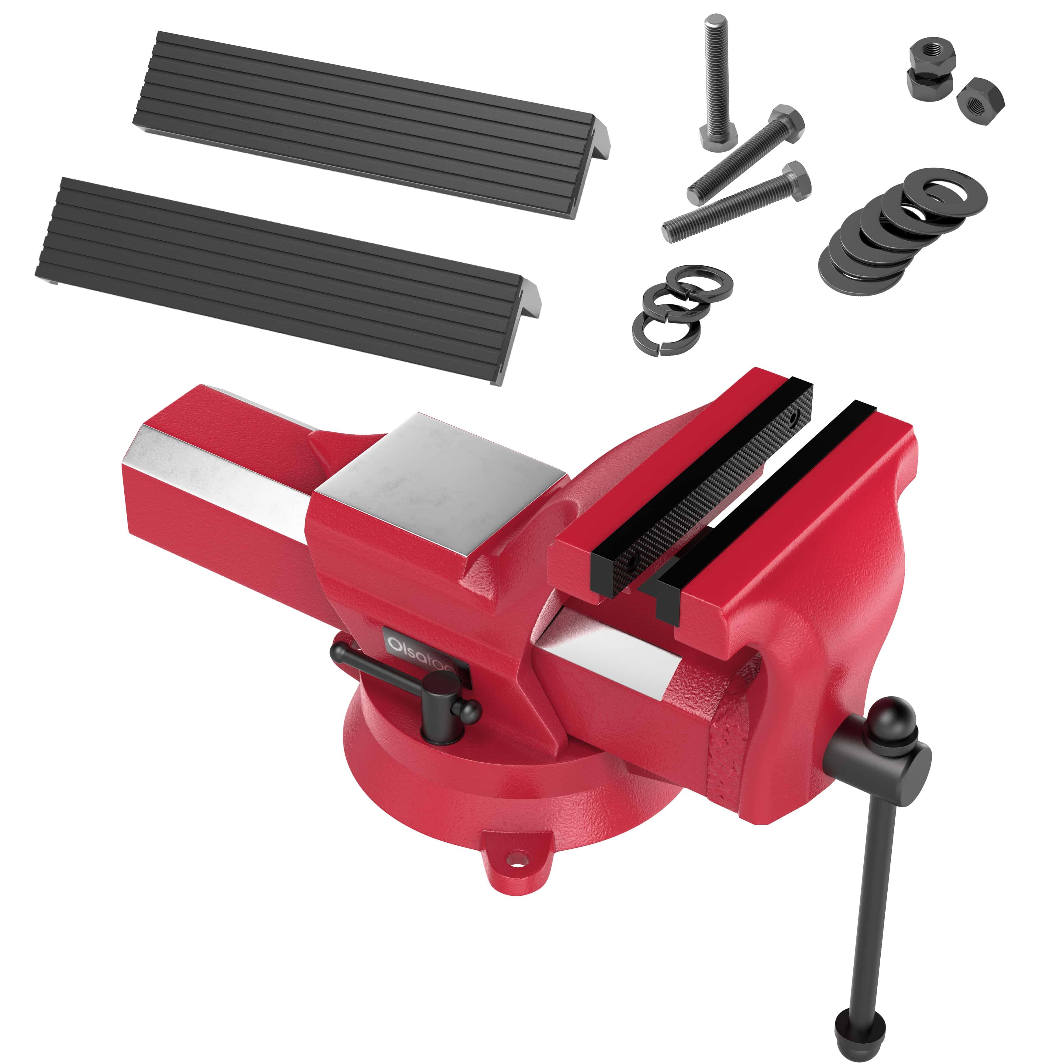 Olsa Tools 4 inch Bench Vise | 360° Swivel Base | 5,500 lb Clamping Force | for