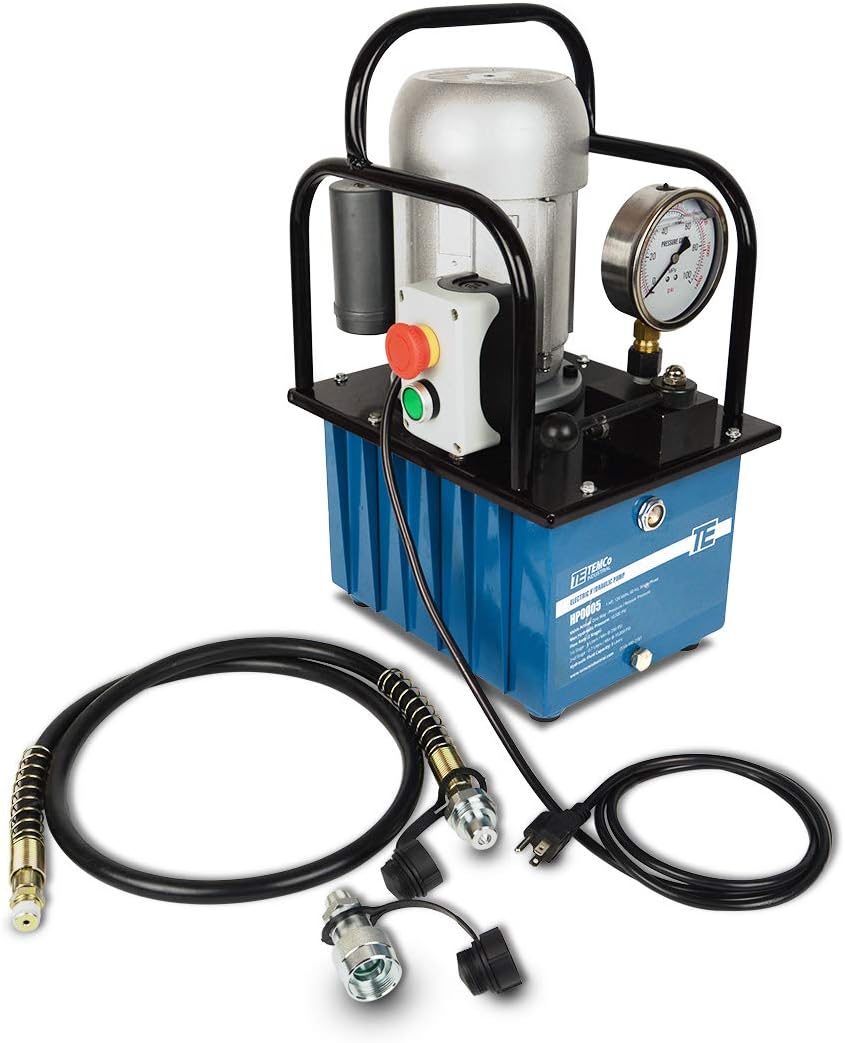 TEMCo HP0005 - Electric Hydraulic Pump Power Pack Unit 2 Stage Single Acting 110v 10k psi 488 Cubic in Capacity