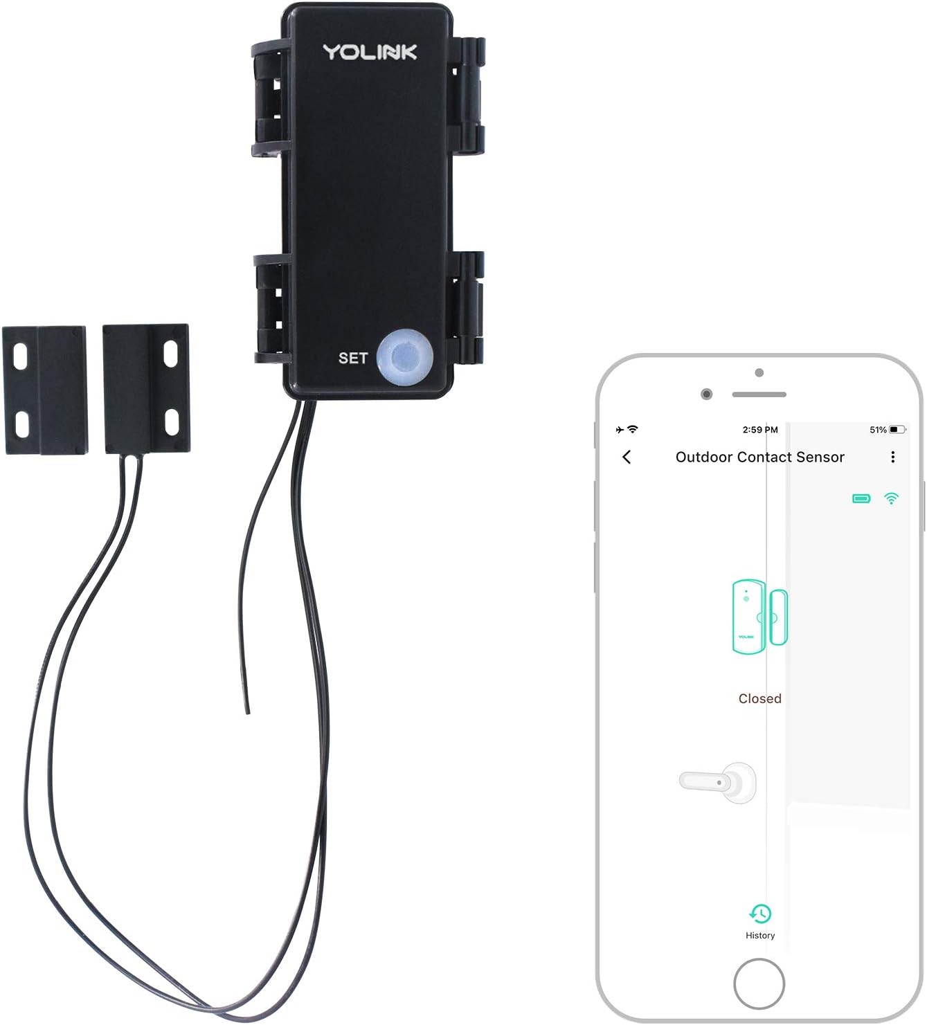 YoLink Outdoor Contact Sensor, LoRa 1/4 Mile World's Longest Range Smart Door Sensor, Universal Contact Sensor, Alexa, IFTTT
