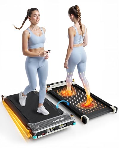 FUNRAY Versatile Walking Pad Treadmill with Incline - Dual-Sided Under Desk Treadmill with Foot Massage