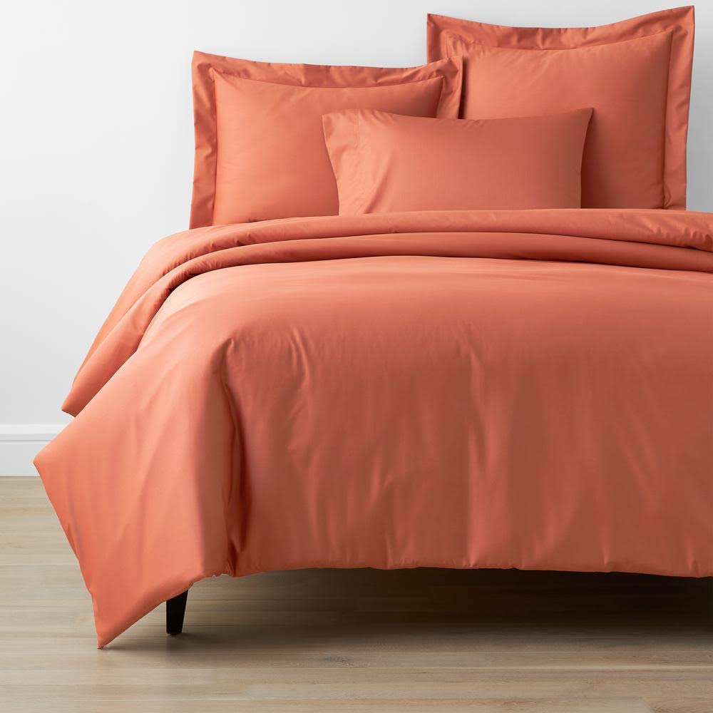 The Company Store Company Cotton Melon Solid 300-Thread Count Wrinkle-Free Sateen Full Duvet Cover