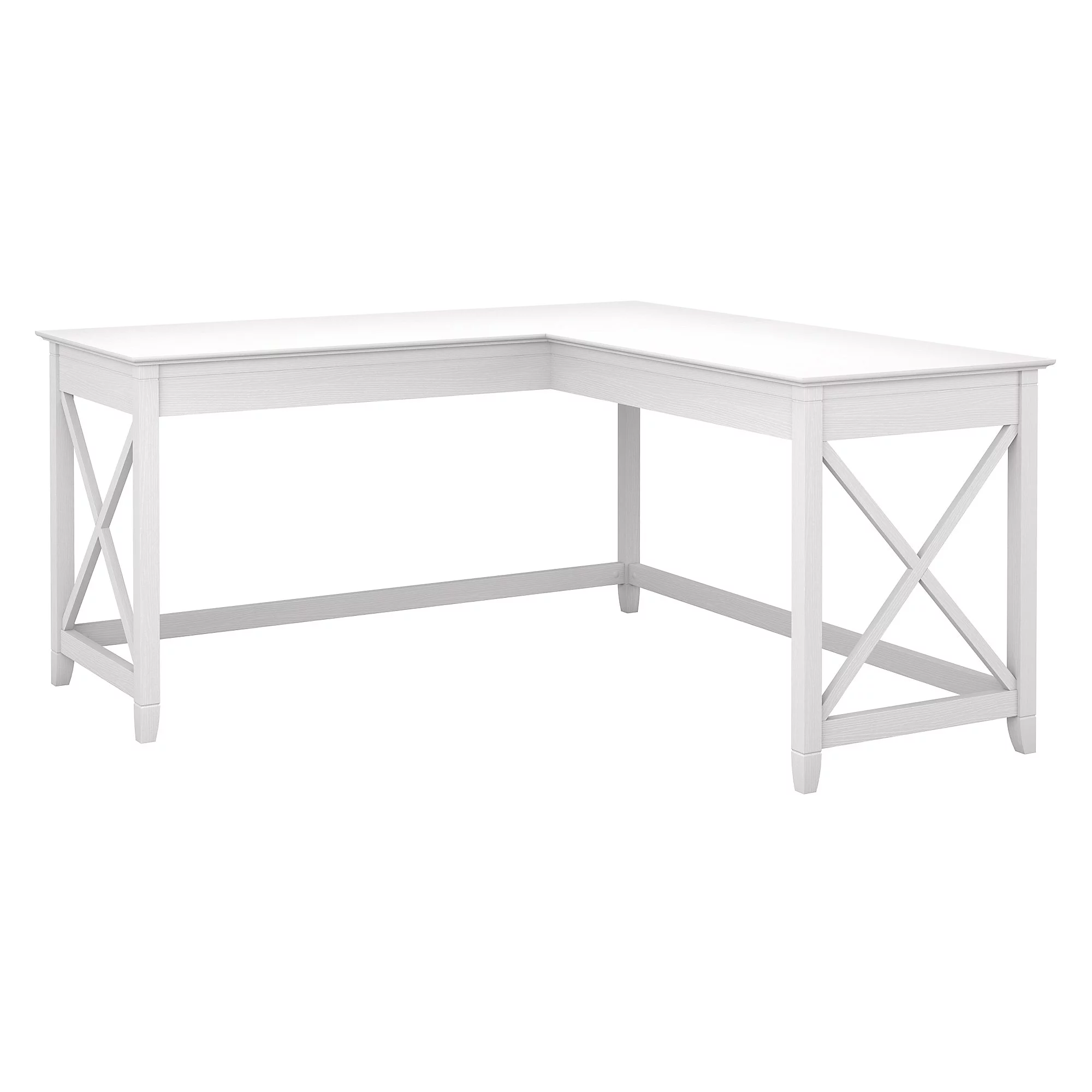 Bush Furniture Key West 60" L Shaped Desk, Pure White Oak