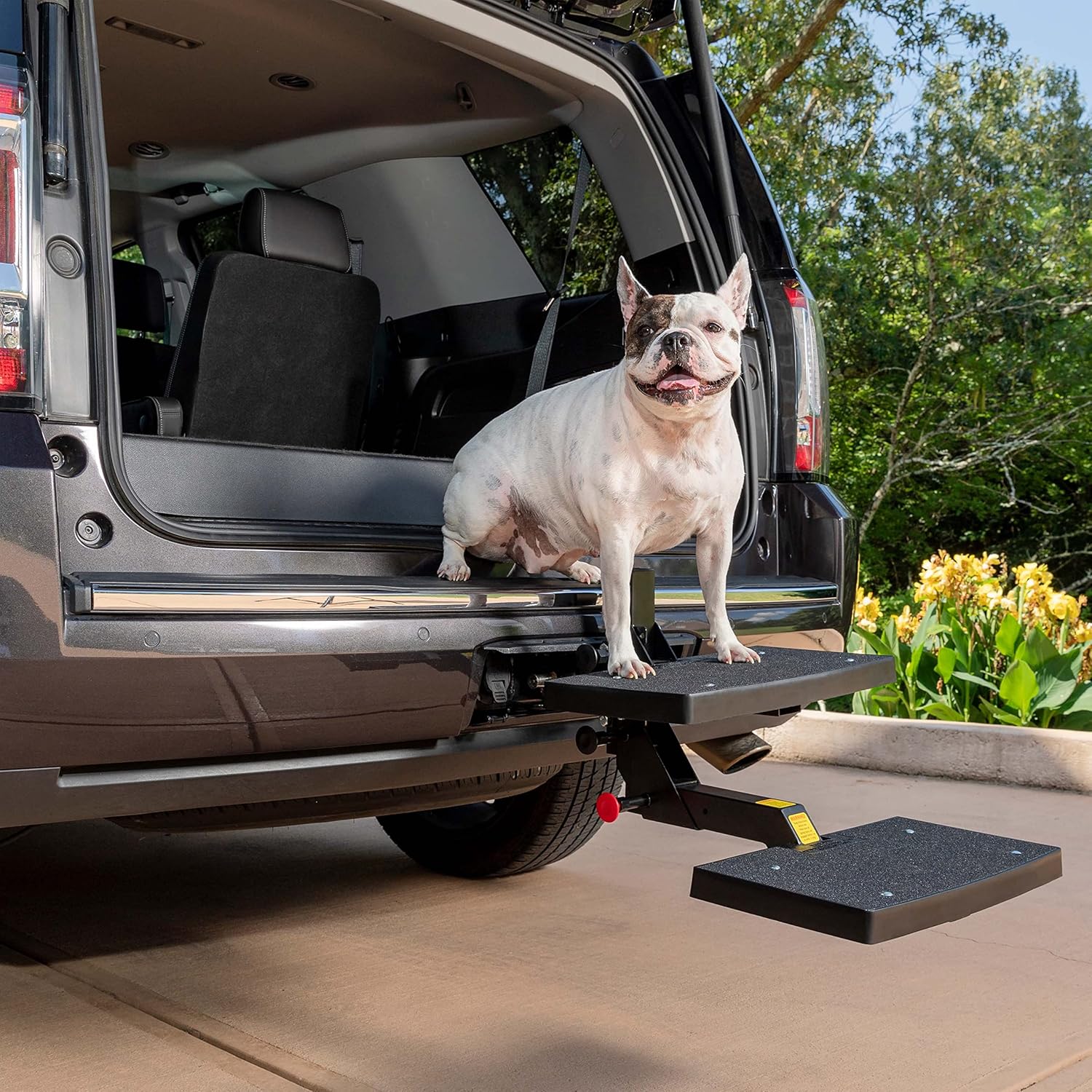 PetSafe Happy Ride Dog Hitch Step - Easy to Install on Any 2 Inch Vehicle Hitch - High-Traction Steps - Folds Down for Travel