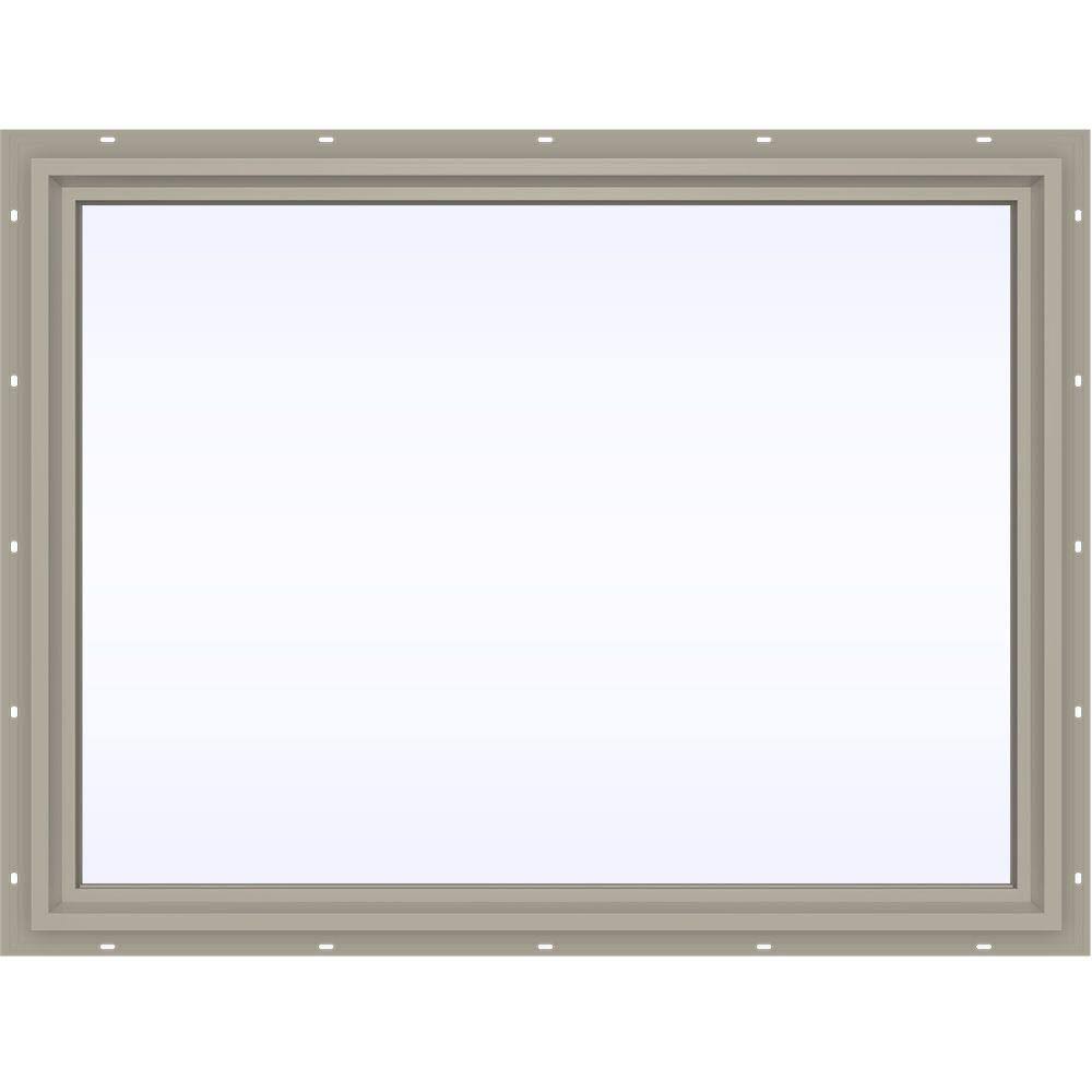 JELD-WEN 47.5 in. x 35.5 in. V-4500 Series Desert Sand Vinyl Picture Window w/ Low-E 366 Glass