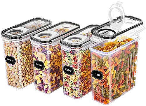 Cereal Containers Storage, Airtight Food Storage Container with Lid of 4 [2.5L/85.4oz] for Kitchen & Pantry Organization
